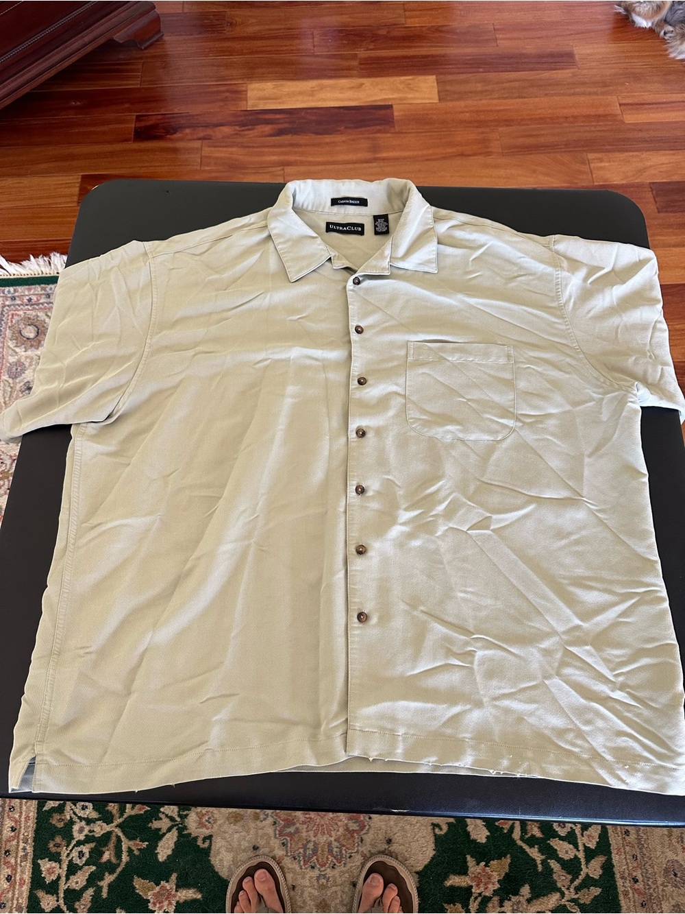 Ultra Club Men's Short-Sleeve Camp Shirt in Light Tan 2XL